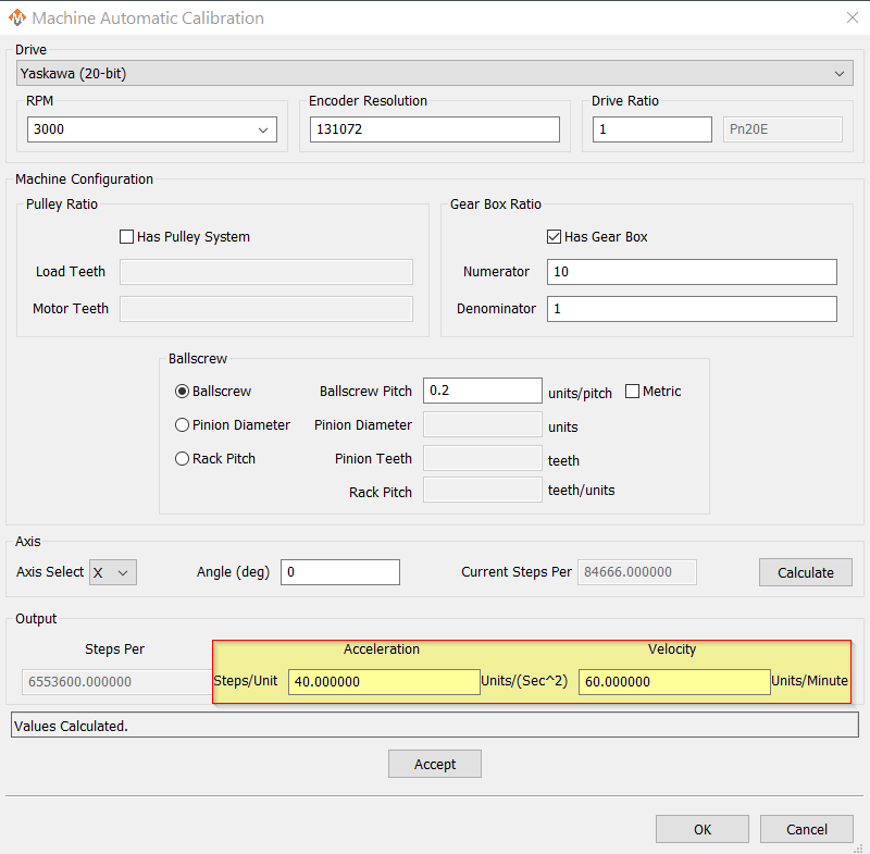 Calculated X axis ready to accept