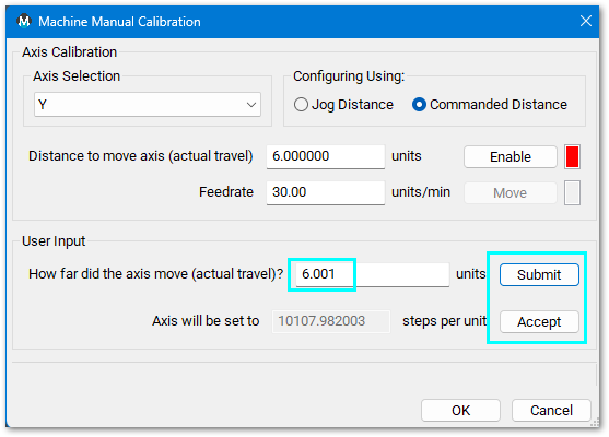 Commanded distance updated