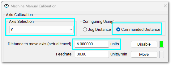 Commanded distance result