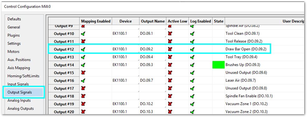 Output signal mapping