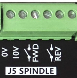 J5 spindle: 0V, 10V, FWD relay, REV relay